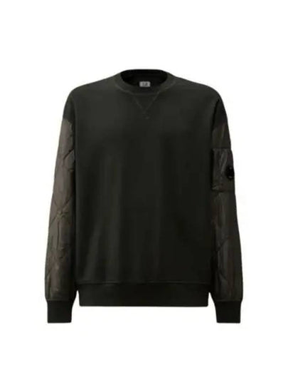 Diagonal Raised Fleece Mixed Quilted Crew Neck Sweatshirt Black - CP COMPANY - BALAAN 2