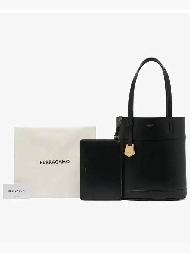 North South Charming Small Tote Bag Black - SALVATORE FERRAGAMO - BALAAN 4