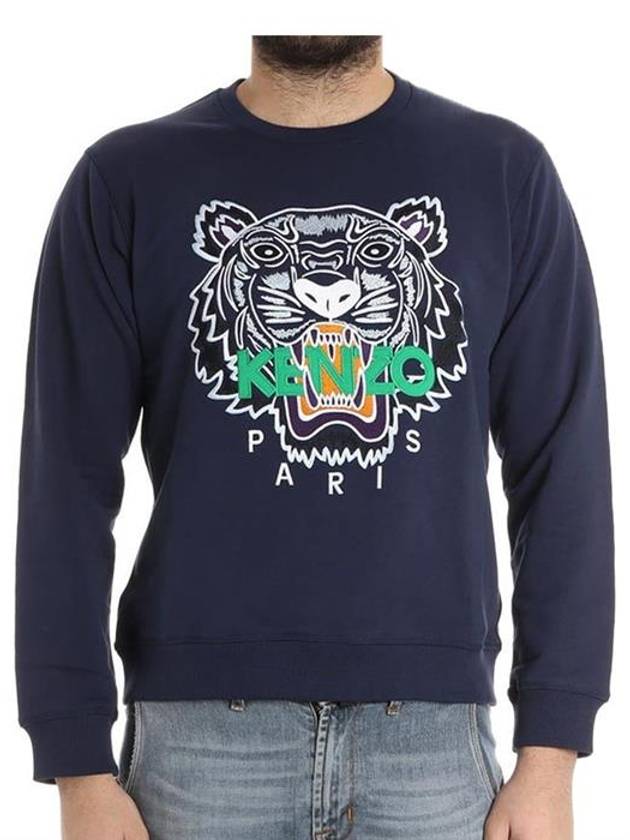 Men's Tiger Embroidery Sweatshirt Navy - KENZO - BALAAN 3