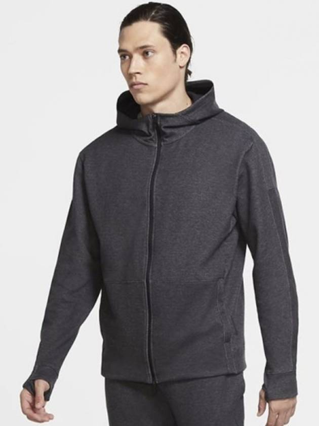 01CU6261010Yoga fleece hood zip jacketgray - NIKE - BALAAN 1