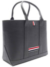 Three Stripe Tab Stripe Leather Tote Bag Grey - THOM BROWNE - BALAAN 4