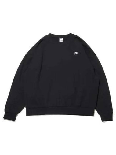 Club Fleece Oversized French Terry Crew Sweatshirt Black - NIKE - BALAAN 1