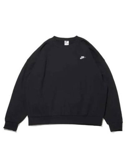 Club Fleece Oversized French Terry Crew Sweatshirt Black - NIKE - BALAAN 2