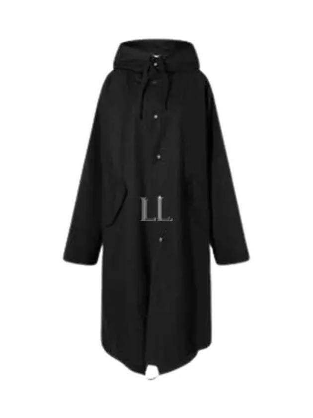 Back Logo Print Hooded Parka Black - JIL SANDER - BALAAN 2