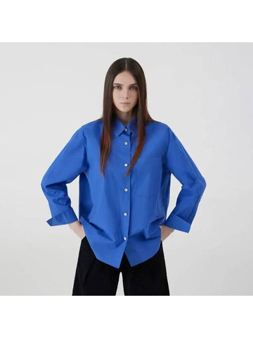 Signature Oversized Fit Bio Cotton Shirt Deep Blue - VOYONN - BALAAN 1