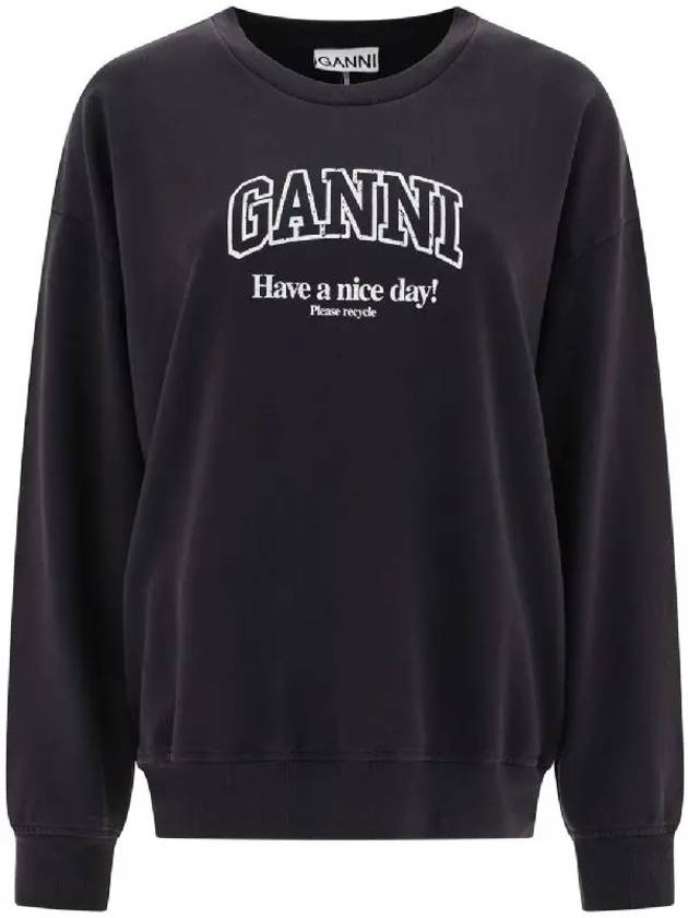 Isoli Oversized Cotton Sweatshirt Black - GANNI - BALAAN 2