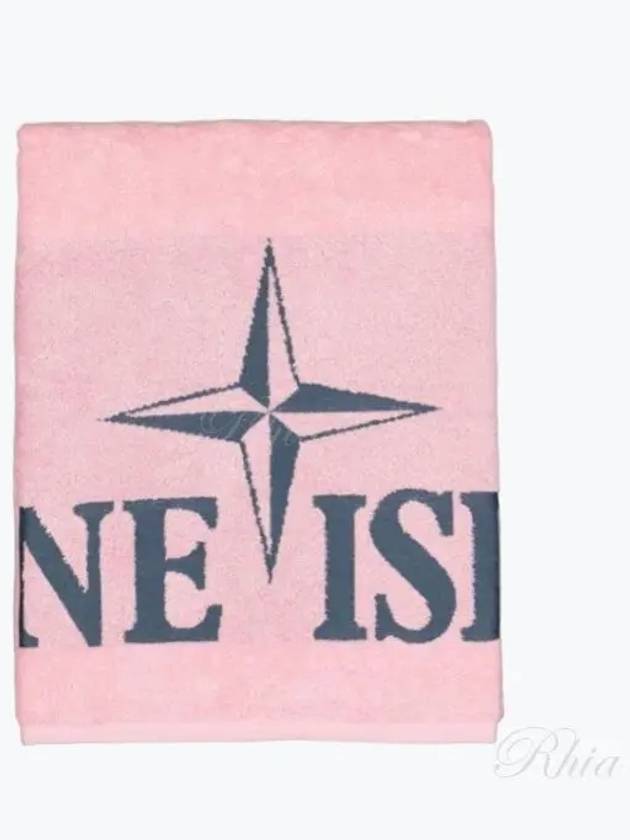 Cotton Terry Logo Beach Towel Pink - STONE ISLAND - BALAAN 2