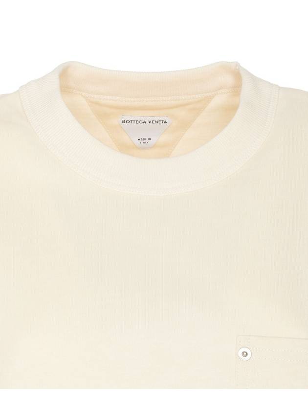 Croptop Cotton Short Sleeve T-Shirt Ivory - BOTTEGA VENETA - BALAAN 4