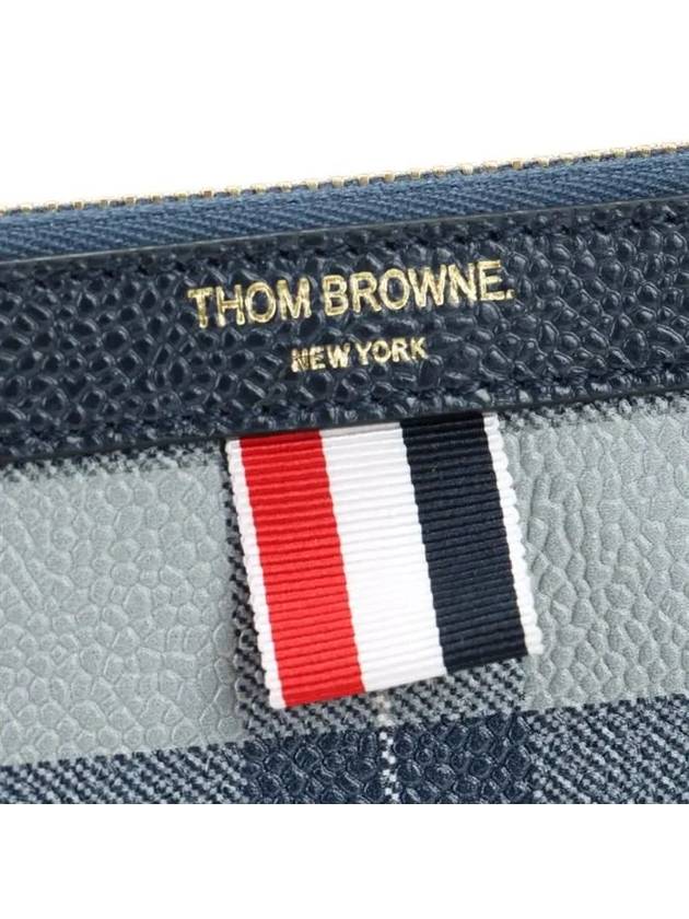 Tartan Pebble Grain Leather Clutch Bag Grey - THOM BROWNE - BALAAN 6