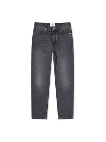 Tapered Fit Denim Cotton Straight Jeans Black - AMI - BALAAN 1