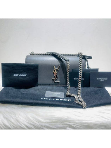 442906 Sunset medium silver chain shoulder bag cross - SAINT LAURENT - BALAAN 1