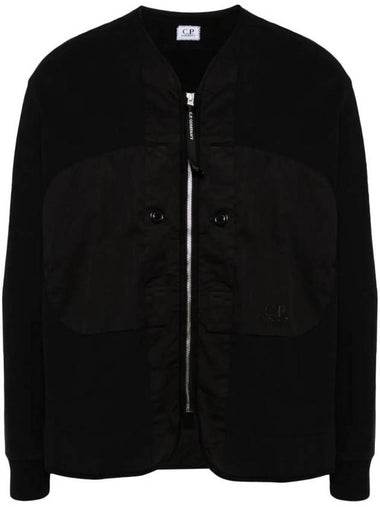 Diagonal Fleece Zip-Up Jacket Black - CP COMPANY - BALAAN 1