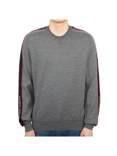 Logo Tape Wool Knit Top Grey - ALEXANDER MCQUEEN - BALAAN 1