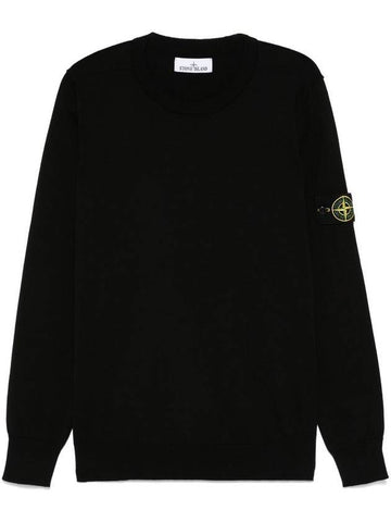 Crew neck small roll detail sweatshirt black - STONE ISLAND - BALAAN 1