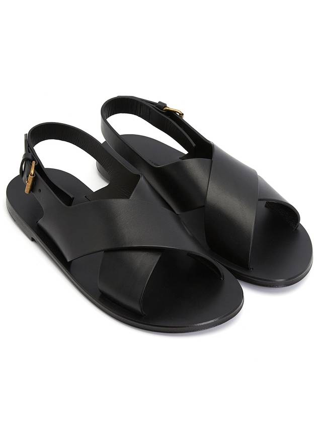 Mojave Cross Strap Sandals Black - SAINT LAURENT - BALAAN 4