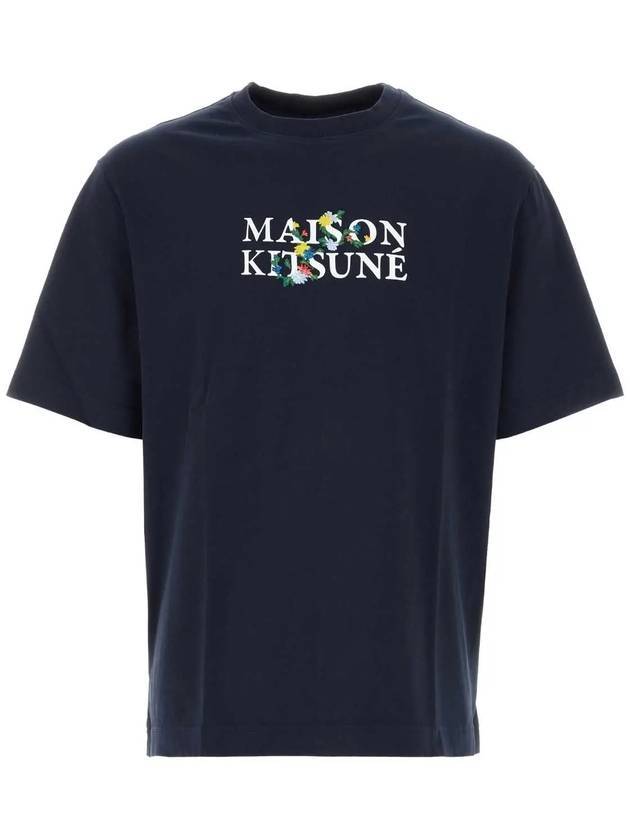 Flowers Oversized Short Sleeve T-Shirt Navy - MAISON KITSUNE - BALAAN 1