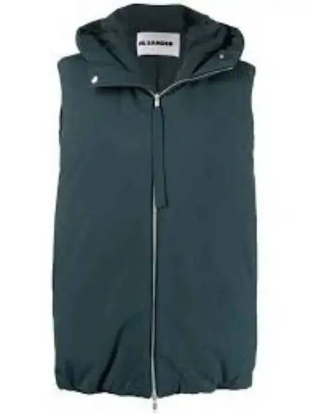 Zipper Hooded Oversized Down Vest Dark Green - JIL SANDER - BALAAN 2