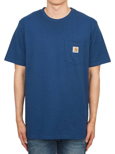 Pocket Short Sleeve T-Shirt Blue - CARHARTT WIP - BALAAN 1