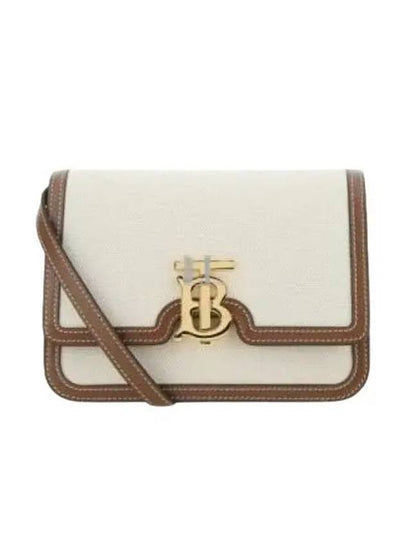 Two-Tone Canvas Leather Small TB Shoulder Bag Ivory - BURBERRY - BALAAN 2