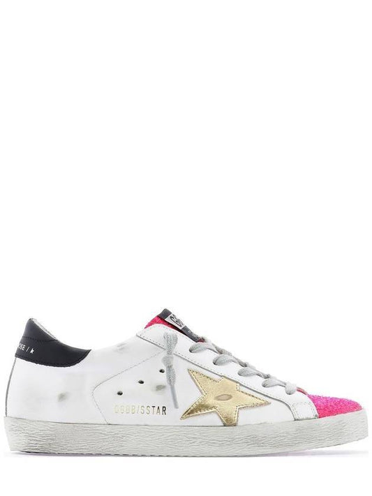 Women's Black Tab Pink Glitter Superstar Sneakers - GOLDEN GOOSE - BALAAN 1