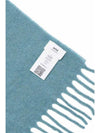 Logo Patch Fringe Wool Muffler Aquamarine - AMI - BALAAN 5