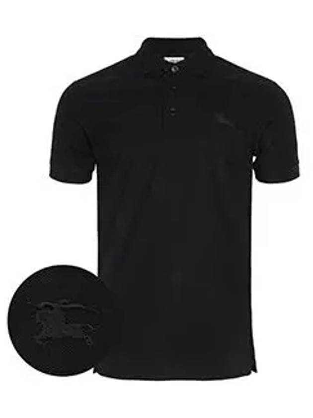 Cotton Polo Shirt Black - BURBERRY - BALAAN 6