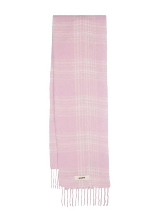 L’echarpe Carro Le Chouchou Jacquard Check Scarf Light Pink - JACQUEMUS - BALAAN 1