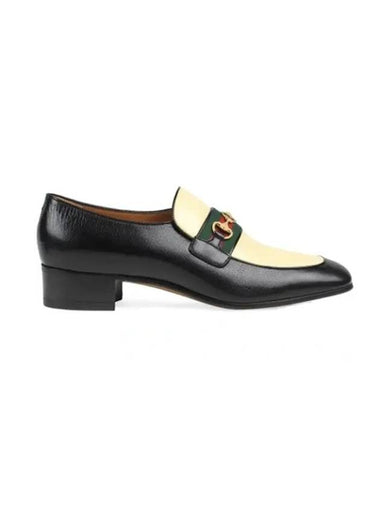 Men's Interlocking G Horsebit Leather Loafer Black Beige - GUCCI - BALAAN 1