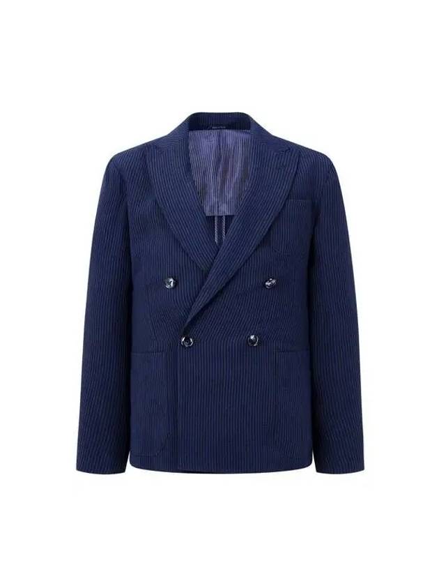 Men s seersucker peaked double jacket navy 270243 - GIORGIO ARMANI - BALAAN 1