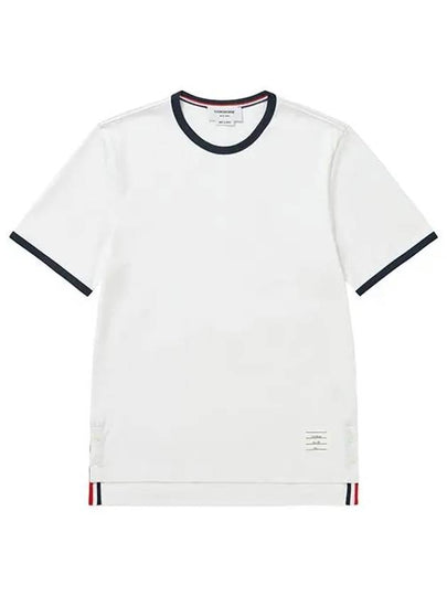 Ringer Medium Weight Jersey Short Sleeve T-Shirt White - THOM BROWNE - BALAAN 2