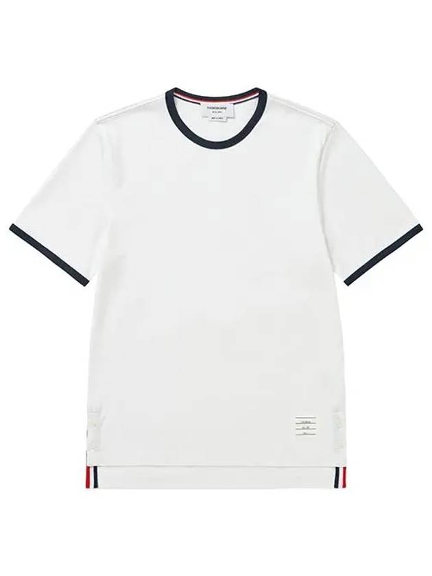 Ringer Medium Weight Jersey Short Sleeve T-Shirt White - THOM BROWNE - BALAAN 5