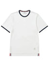 Ringer Medium Weight Jersey Short Sleeve T-Shirt White - THOM BROWNE - BALAAN 5