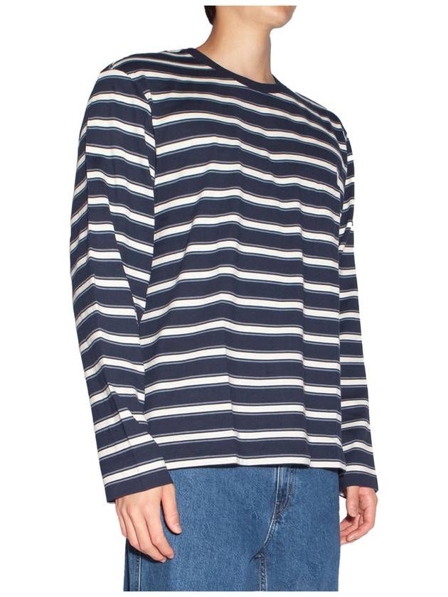 Stripe Jersey Oversized Long Sleeve T-Shirt Navy - THOM BROWNE - BALAAN 5