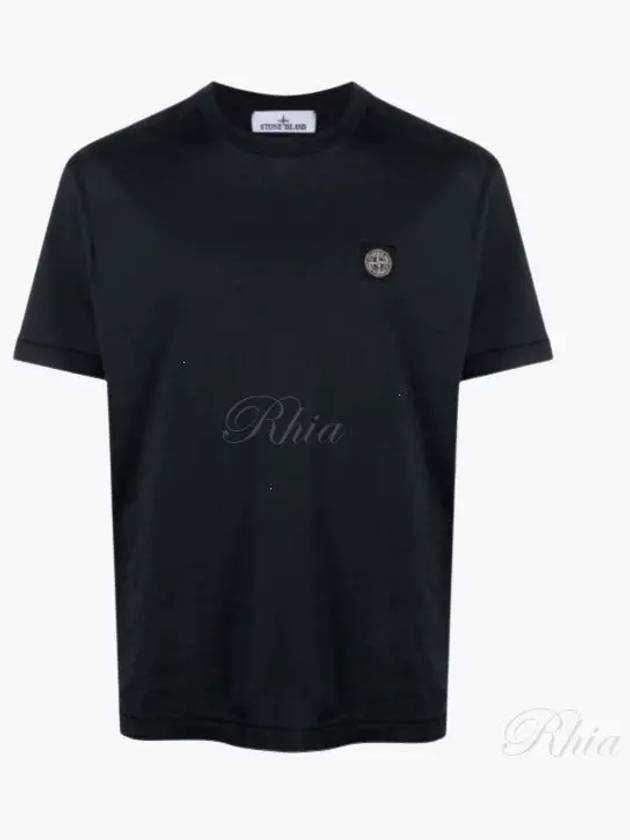 Logo Patch Short Sleeves T-Shirt Navy - STONE ISLAND - BALAAN 2