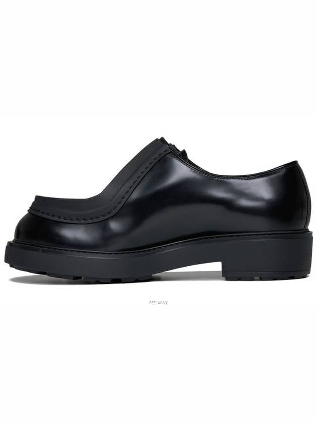 Diapason Opaque Brushed Leather Lace-Up Shoes Black - PRADA - BALAAN 5