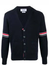 Milano Stitch Sprite Armband Cotton V-neck Cardigan Navy - THOM BROWNE - BALAAN 2