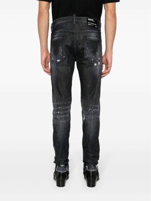 Stretch Cotton Leaf Effect Jeans Black - DSQUARED2 - BALAAN 8