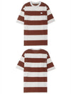 Acne 20SS CL0056 295 Face Patch Striped Short Sleeve T-Shirt Cognac Brown Men's T-Shirt TEO - ACNE STUDIOS - BALAAN 4