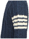 Donegal Twist Cable 4-Bar Classic Crewneck Knit Top Blue - THOM BROWNE - BALAAN 9