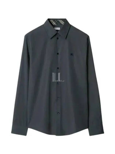 Slim Fit Cotton Long Sleeve Shirt Indigo - BURBERRY - BALAAN 2