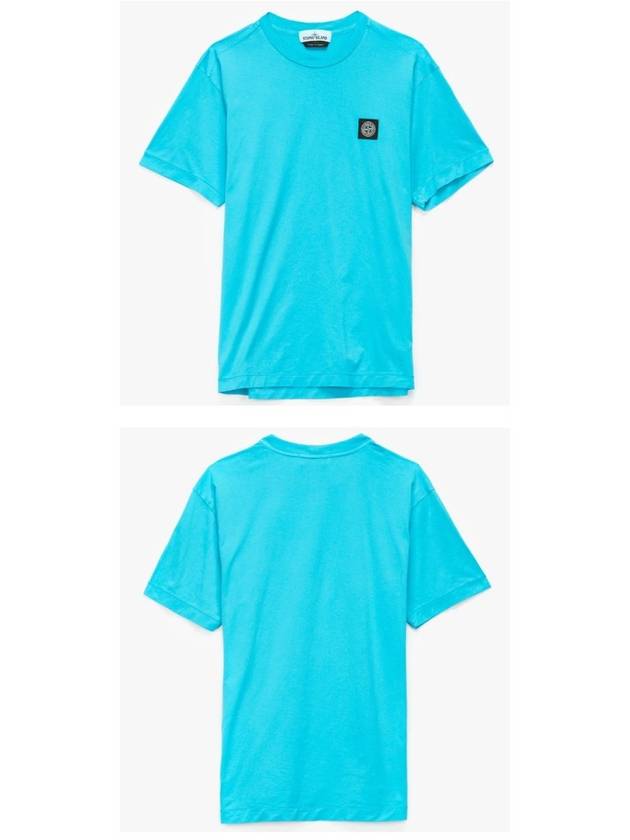 Logo Patch Short Sleeve T-Shirt Aqua Blue - STONE ISLAND - BALAAN 5