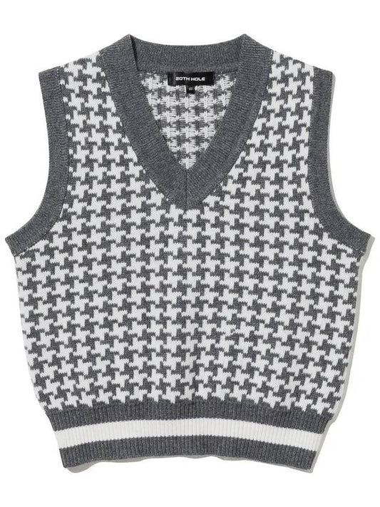 Houndstooth jacquard knit vest MGREY - 20THHOLE - BALAAN 1