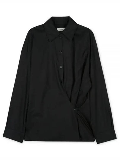 Dry Silk Straight Collar Twist Shirt Black - LEMAIRE - BALAAN 2