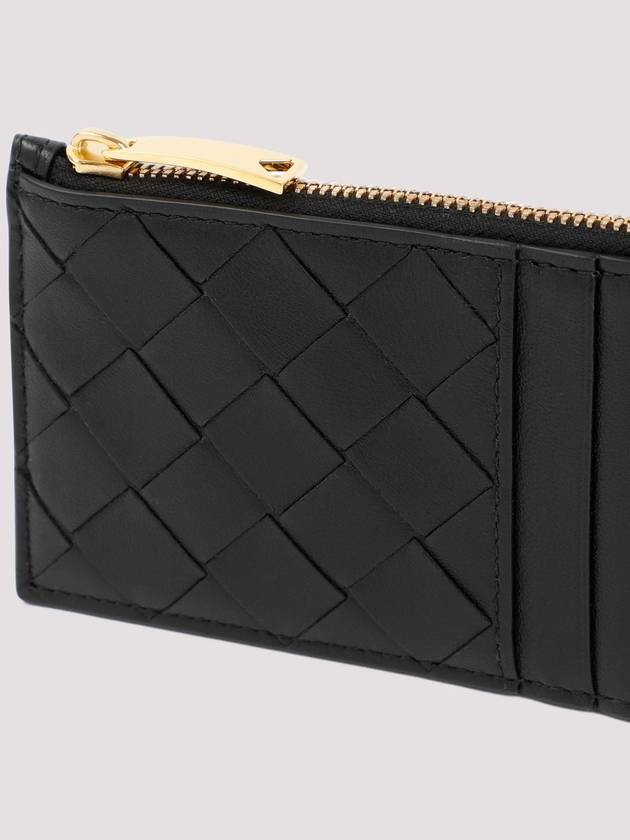 Intrecciato Zipper Leather Card Wallet Black - BOTTEGA VENETA - BALAAN 4