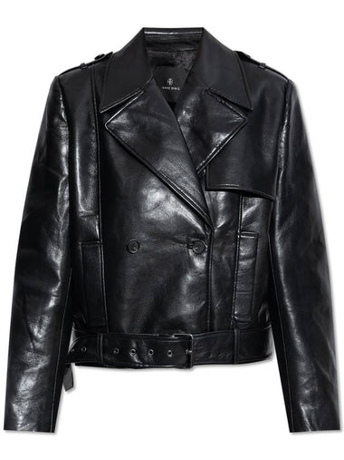 Anine Bing Leather Jacket Greer, Women's, Black - ANINE BING - BALAAN 1