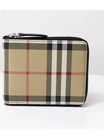 Checked Zipped Half Wallet Beige - BURBERRY - BALAAN 2