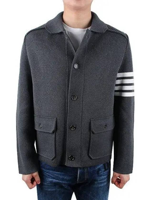 Men's Diagonal Interlock Stitch Cashmere Jacket Grey - THOM BROWNE - BALAAN 2