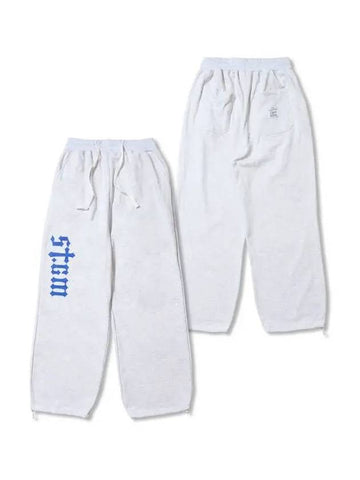 STGM Logo Super Wide Jogger Pants White Melange Light Gray - STIGMA - BALAAN 1