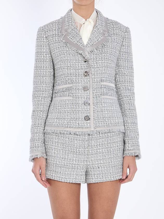 Jacket In Grey Lamé Bouclé - DOLCE&GABBANA - BALAAN 1