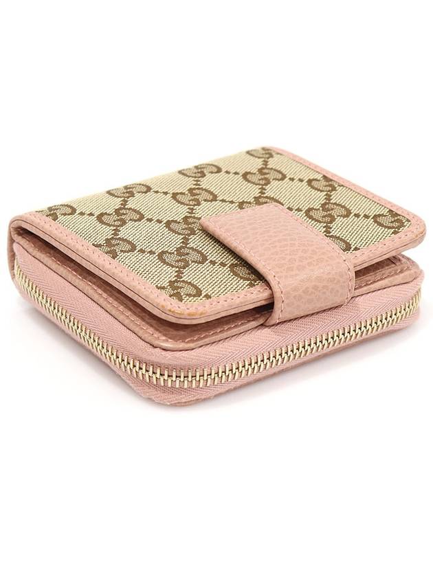 346056 GG Supreme Canvas Pink Leather Zipper Half Wallet - GUCCI - BALAAN 4